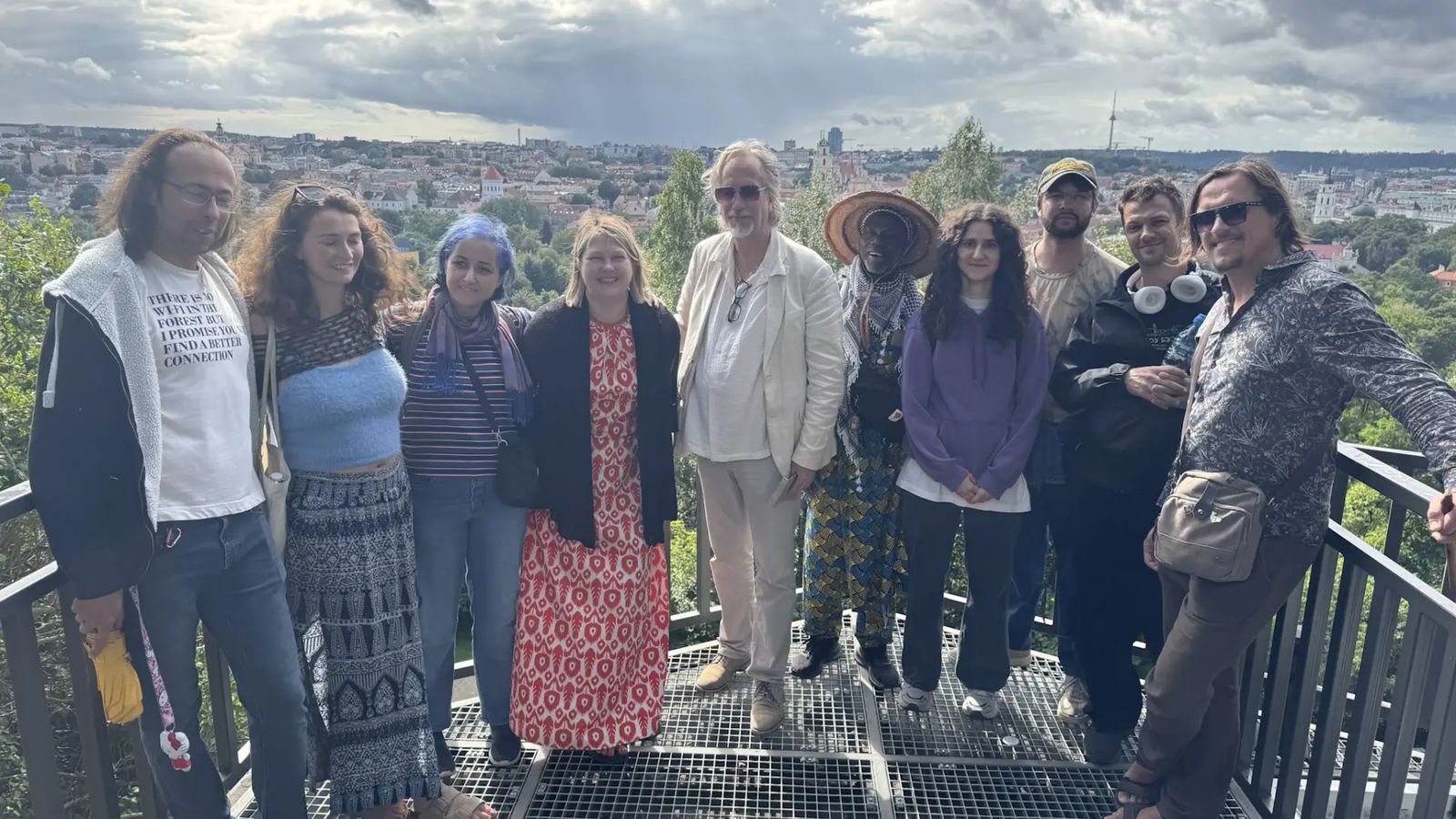 Music Camp group portrait overlooking Vilnius